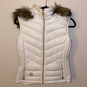 Michael Kors Puffer Vest w/ Detachable Fur Hood